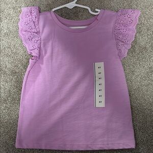 Cat & Jack Purple Short Sleeve Tee with Lace Details